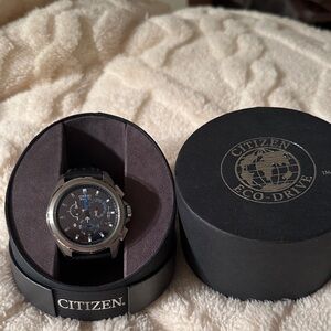 Citizen Men's Silver and Black Chronograph Watch